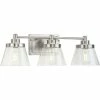Progress Lighting Hinton 3-Light Brushed Nickel Clear Seeded Glass Bath Vanity Light