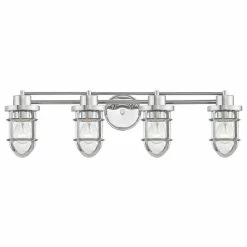 Destination Lighting Seeded Glass Bathroom Light Chrome Cage 4 Lt