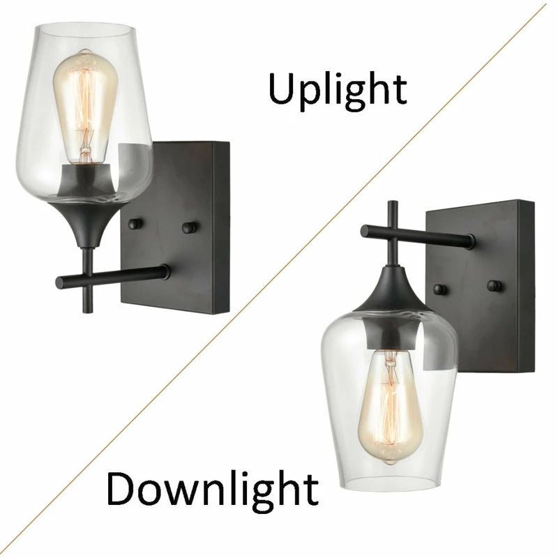 Ecopower Light LLC Clear Glass Bathroom Wall Sconces Lighting, Set Of 2, Black 7 Ecopower Light LLC Clear Glass Bathroom Wall Sconces Lighting, Set Of 2, Black - Image 7