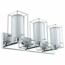 EGLO USA 3x60W Vanity Wall Light With Chrome Finish And Clear And White Glass