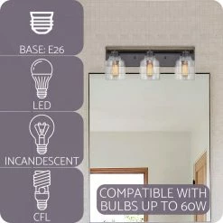 Kira Home Caspian 23" Farmhouse Bathroom / Light, Hammered Glass Shades, Russet -home bar shop 13e19e2201d4cf48 8692 w800 h800 b0 p0