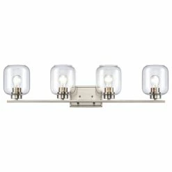 Vanity Art LLC Light Wall Sconce, Satin Nickel With Clear Glass, Satin Nickel, 4-Light