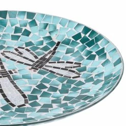 Alpine Corporation 24" Tall Outdoor Mosaic Dragonfly Glass Birdbath Bowl With Metal Stand -home bar shop 14114a9c01856302 3489 w800 h800 b0 p0