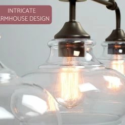 Kira Home Harlow 37.5" Farmhouse Kitchen Island Light, Glass Shades, Adjustable -home bar shop 1421db3600d397a1 8736 w800 h800 b0 p0