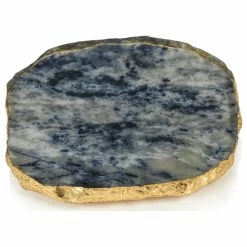 Zodax Viken 4-Piece Agate Marble Glass Coaster Set, Blue