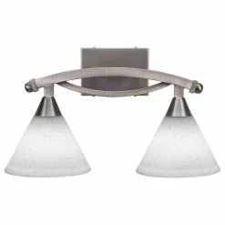 Toltec Lighting Bow 2-Light Bath Bar, Brushed Nickel Finish, 7" White Muslin Glass