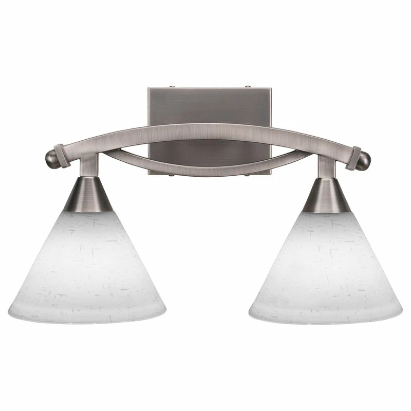Toltec Lighting Bow 2-Light Bath Bar, Brushed Nickel Finish, 7" White Muslin Glass 1 Toltec Lighting Bow 2-Light Bath Bar, Brushed Nickel Finish, 7" White Muslin Glass