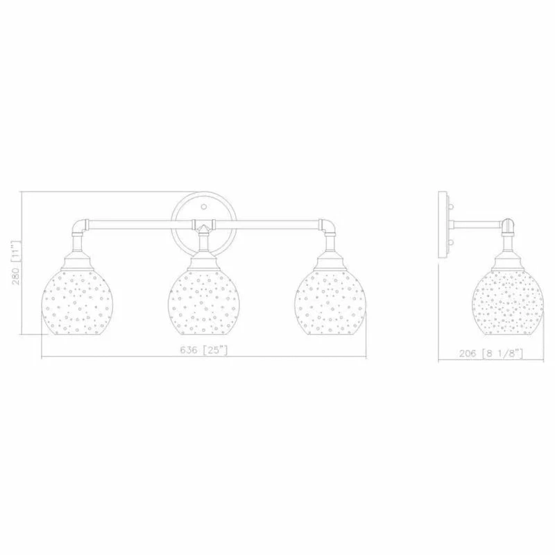 Vanity Art LLC Vanity Light, Satin Nickel With Clear Seedy Glass, Satin Nickel, 3 Light 3 Vanity Art LLC Vanity Light, Satin Nickel With Clear Seedy Glass, Satin Nickel, 3 Light - Image 3