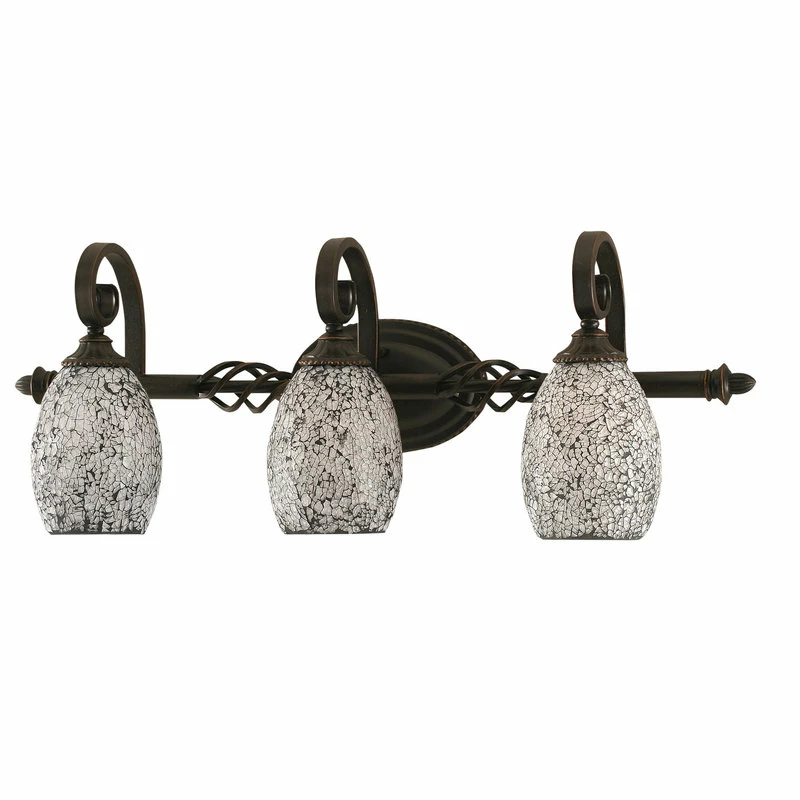 Toltec Lighting Elegante 3 Light Bath, 5" Black Fusion Glass 1 Toltec Lighting Elegante 3 Light Bath, 5" Black Fusion Glass