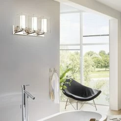 EGLO USA 3x60W Vanity Wall Light With Chrome Finish And Clear And White Glass 7 EGLO USA 3x60W Vanity Wall Light With Chrome Finish And Clear And White Glass -home bar shop 16714e260f515d7a 0145 w800 h800 b0 p0