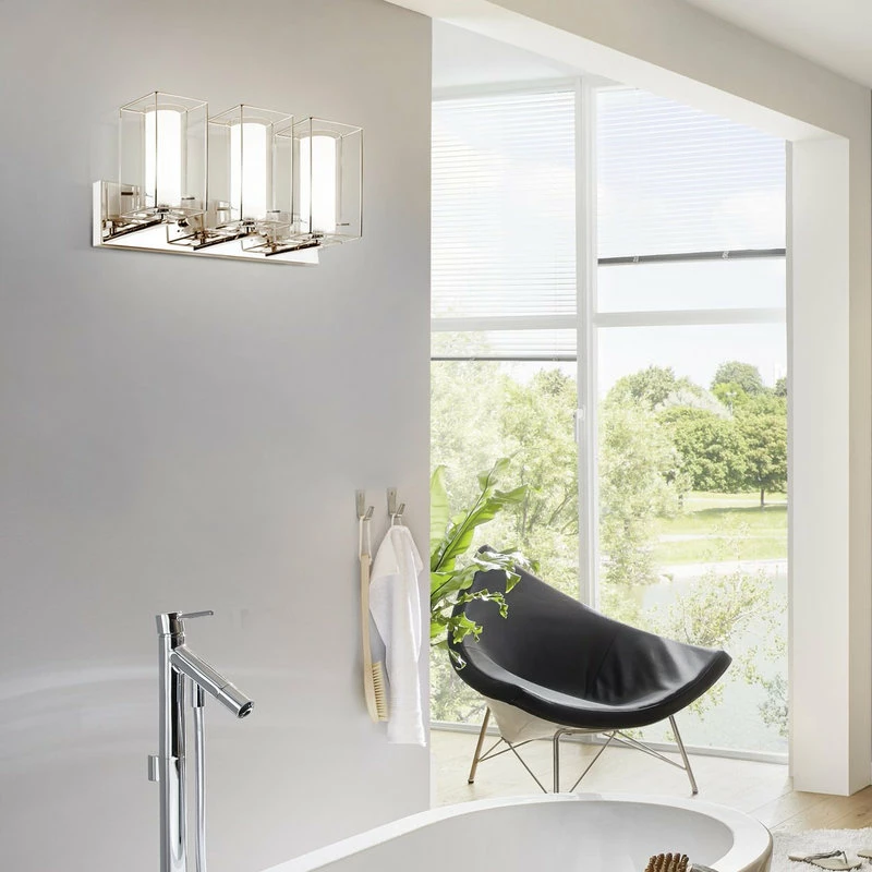 EGLO USA 3x60W Vanity Wall Light With Chrome Finish And Clear And White Glass 3 EGLO USA 3x60W Vanity Wall Light With Chrome Finish And Clear And White Glass - Image 3