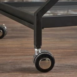 GDFStudio GDF Studio Sheri Tempered Glass Black Iron Bar Cart With Tempered Glass Shelves -home bar shop 17111c140f9316b4 6003 w800 h800 b0 p0