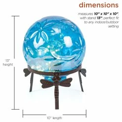Alpine Corporation Alpine Blue Glass Globe Decor With LED Light, 13" Tall -home bar shop 17113ef800fefa4e 9876 w800 h800 b1 p0