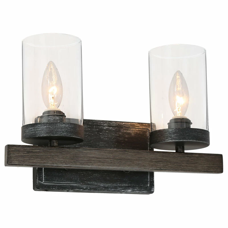 LALUZ Farmhouse 2-Light Glass Wall Lamp Antique Finishing 3 LALUZ Farmhouse 2-Light Glass Wall Lamp Antique Finishing - Image 3