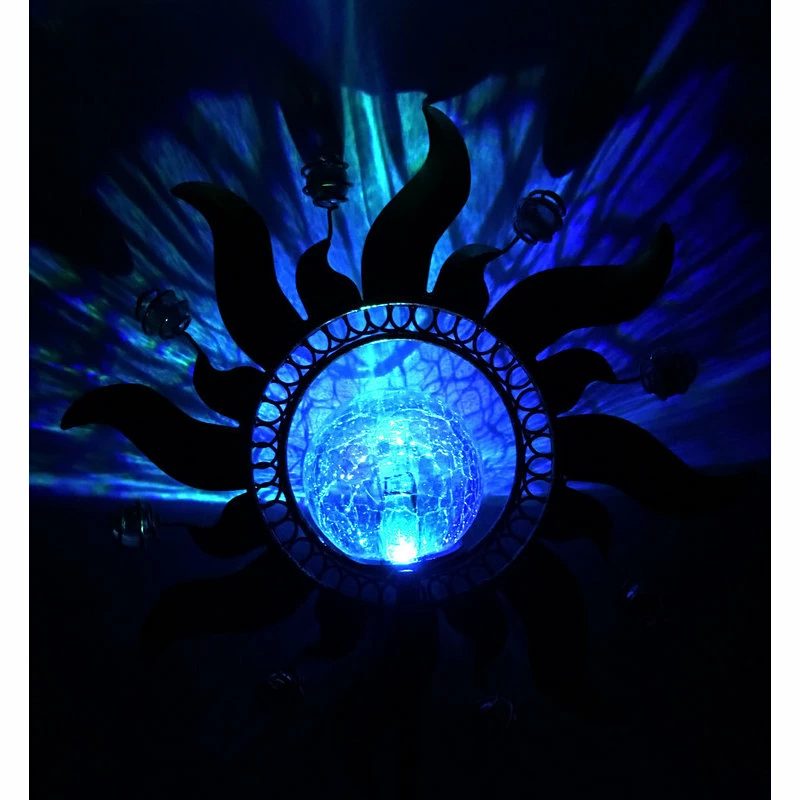 Unido Solar Powered Metal Copper Sunray Garden Stake With Glass Crackle Ball LED Light 3 Unido Solar Powered Metal Copper Sunray Garden Stake With Glass Crackle Ball LED Light - Image 3
