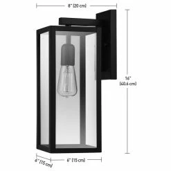 Globe Electric Bowery 1-Light Matte Black Indoor/Outdoor Wall Sconce With Clear Glass Shade -home bar shop 179162f30c3917b8 0112 w800 h800 b1 p0