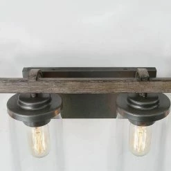 LNC Lighting LNC 4-Light Farmhouse Antique Gray Wood And Clear Glass Bathroom Vanity Light -home bar shop 17e1d84d0375a0bb 3153 w800 h800 b0 p0