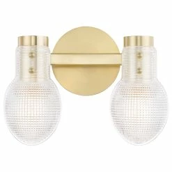 Hudson Valley Lighting Jenna 2-Light Bath Bracket, Aged Brass, Clear Glass