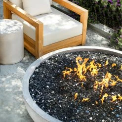 Pottery Works LLC 48" Concrete Fire Pit Bowl, Exotic Black Fire Glass Filling, Natural Gas -home bar shop 19319f7c006f8bfb 8394 w800 h800 b0 p0