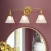 LALUZ 3-Light Antique Brushed Gold Modern Vanity Light With Frosted Glass Shade