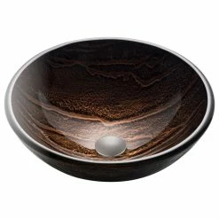 Kraus USA, Inc. Glass Vessel Sink, Bathroom Waterfall Faucet, PU Drain, Mount Ring, Nickel -home bar shop 19d1d4f203518cbd 9075 w800 h800 b1 p0