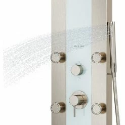 Pulse ShowerSpas Tropicana Brushed Stainless Steel Shower Panel With White Glass, 1.8 GPM -home bar shop 1a012cbc0b47d299 5328 w800 h800 b0 p0