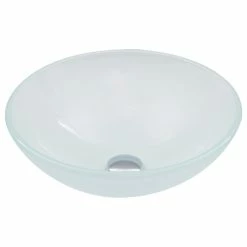 VIGO Glass Vessel Bathroom Sink, White Frost