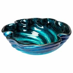 Eden Bath - Vessel Sinks Modern Carribean Wave Freeform Tempered Glass Vessel Sink For Bathroom 17"