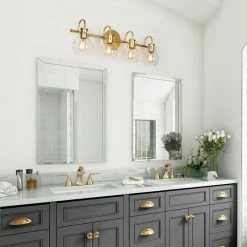 LNC Lighting 4-Lights Glass Shade And Matte Gold Modern LED Vanity Light -home bar shop 1aa1288d0332cbab 3610 w800 h800 b0 p0
