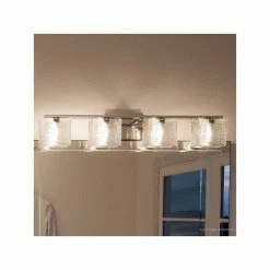 Urban Ambiance Luxury Modern Chrome Ribbed Glass Bathroom Light, UQL2725, San Diego Collection