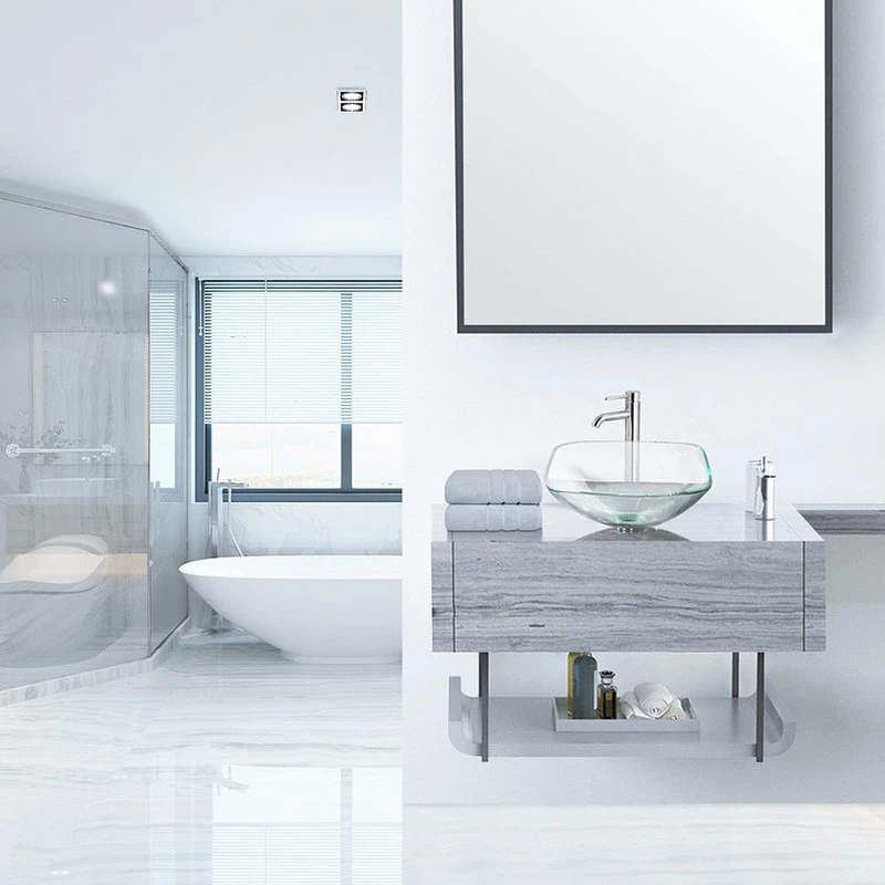Aquaterior 2 Pcs Square Tempered Glass Above Counter Vessel Bowl Vanity Sink 5 Aquaterior 2 Pcs Square Tempered Glass Above Counter Vessel Bowl Vanity Sink - Image 5