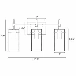 Kira Home Inara 21.5" 3-Light Bathroom / Light, Glass Cylinder Shade, Cool Brass -home bar shop 1bb19e210317c78c 8428 w800 h800 b1 p0