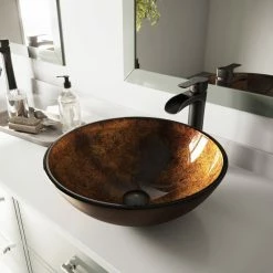 VIGO Glass Vessel Bathroom Sink, Russet Glass -home bar shop 1c618e1b0e9ed8ac 9150 w800 h800 b0 p0