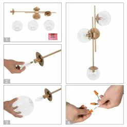 LNC Lighting LNC 3-Light Up/Down Modern Matte Gold Globe Clear Glass Wall Lighting -home bar shop 1c61a7530343e012 6332 w800 h800 b1 p0