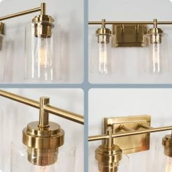 Kira Home Brenton 31.5" Chic / Bathroom Light, Seeded Cylinder Glass Shades -home bar shop 1c716ed303e21195 6291 w800 h800 b0 p0
