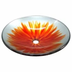 Eden Bath - Vessel Sinks Modern Orange Blossom Round Tempered Glass Vessel Sink For Bathroom 18"