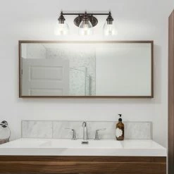 JONATHAN Y Marais Metal/Glass LED Vanity Light, Oil Rubbed Bronze, Width: 22.25" -home bar shop 1c81eaaf037e6631 8555 w800 h800 b0 p0