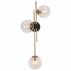 LNC Lighting LNC Modern 3-Light Matte Gold Glass Shade Wall Sconce Fixture 30"H