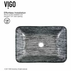 VIGO Rectangular Titanium Glass Vessel Bathroom Sink Set With Niko Vessel Faucet -home bar shop 1d81bed70e9ed91b 2906 w800 h800 b1 p0