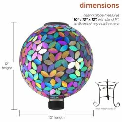 Alpine Corporation Outdoor Solar Powered Glass Mosaic Gazing Globe With Metal Stand, Purple -home bar shop 1d91c3fe0fcaa0c0 3490 w800 h800 b1 p0