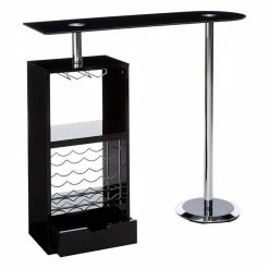 Home Furnishings Bar Table With Wine Bottle Storage And Glass Top, Glossy Black 5 Home Furnishings Bar Table With Wine Bottle Storage And Glass Top, Glossy Black -home bar shop 1da1eadf002feab3 8496 w800 h800 b1 p0