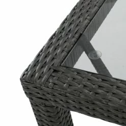 GDFStudio GDF Studio San Simeon Outdoor Wicker Rectangular Dining Table With Glass Top, Gr -home bar shop 1dc17fbf01e5261a 7692 w800 h800 b0 p0