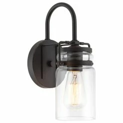 Kira Home Wyer 11.5" Farmhouse Wall Sconce + Glass Jar Shade, Dimmable, Bronze