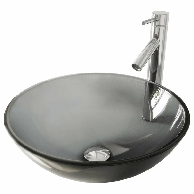 VIGO Sheer Black Glass Vessel Bathroom Sink Set With Dior Vessel Faucet 7 VIGO Sheer Black Glass Vessel Bathroom Sink Set With Dior Vessel Faucet - Image 7