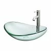 Arsumo BWY09-166B Clear Oval Glass Vessel Sink Set