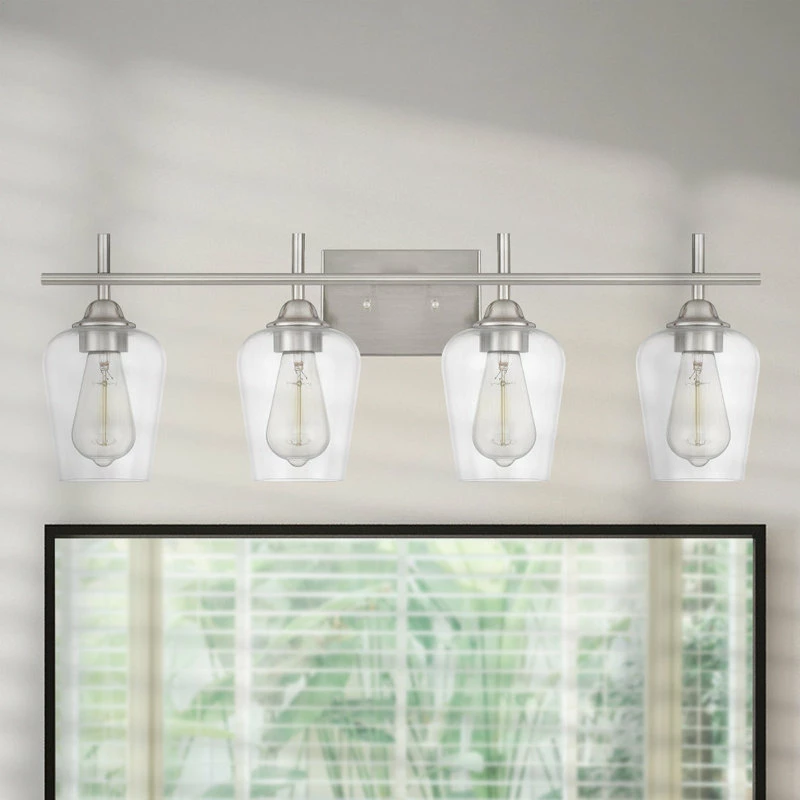 Starry Sky Trading Inc 4-Light 28'' Vanity Light, Clear Glass Shade, Brushed Nickel 5 Starry Sky Trading Inc 4-Light 28'' Vanity Light, Clear Glass Shade, Brushed Nickel - Image 5