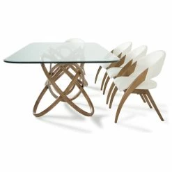 Vig Furniture Inc. Modrest Mason Modern Glass And Walnut Dining Table -home bar shop 1ee148fc0bed7f5c 0000 w800 h800 b1 p0