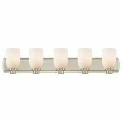 Destination Lighting 5-Light Bath Bar In Satin Nickel With White Glass -home bar shop 1f8173a609e522be 7826 w800 h800 b1 p0