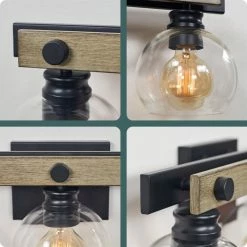 Kira Home Sebastian 22.5" Farmhouse / Bathroom Light, Globe Glass Shades, Smoked -home bar shop 2001b9d702318406 6337 w800 h800 b0 p0