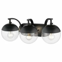 Golden Lighting Dixon 3-Light Bath Vanity, Black, Clear Glass And Black Cap -home bar shop 202102830df0fd4a 8961 w800 h800 b1 p0